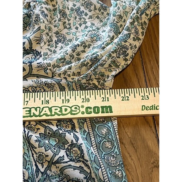 Soft Surroundings Top Women Size Medium Pullover‎ Tunic Henley Floral Roll Tab - Picture 9 of 13